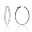 18K White Gold 5Ctw Diamond Oval Hoop 48D