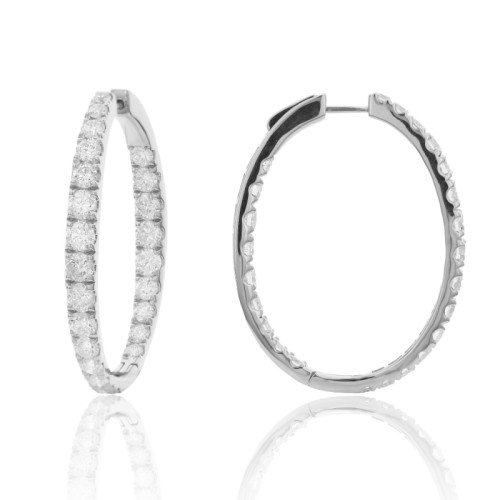 18K White Gold 5Ctw Diamond Oval Hoop 48D