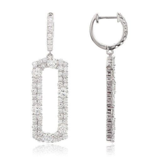 18K White Gold 4Ctw Diamond G Vs2Si1 Er 122D Rectangle Dngl