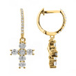 18K Yellow Gold .62D Cross Dangle Earrings