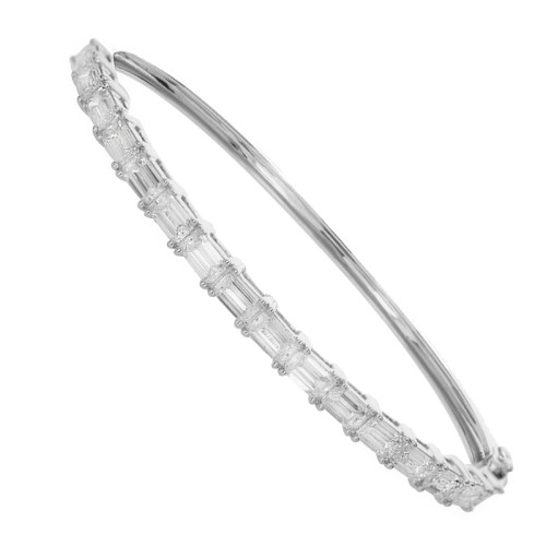 18K White Gold 16=4.80 GVVS Emerald Cut Bracelet 16Em