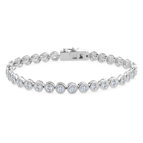 18K White Gold 5.10Ctw Hivsi1 Bezel Bracelet 34Rbc