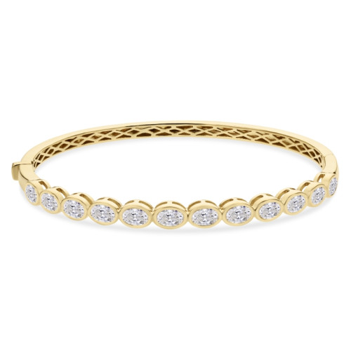 18K Yellow Gold 12Ov=3.10 Hi Vs2 Diamond Bangle