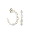 24K Sterling Silver Rectangle Shape Link Hoop Earrings