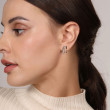 925 Sterling Silver and 14K Yellow Gold Bujukan and White Sapphire Multiple Row J Hoop Earrings