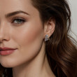 925 Sterling Silver and 14K Yellow Gold Bujukan and White Sapphire Multiple Row J Hoop Earrings
