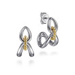 925 Sterling Silver and 14K Yellow Gold Bujukan Link J Hoop Earrings