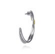 925 Sterling Silver and 14K Yellow Gold Bujukan Criss Cross J Hoop Earrings
