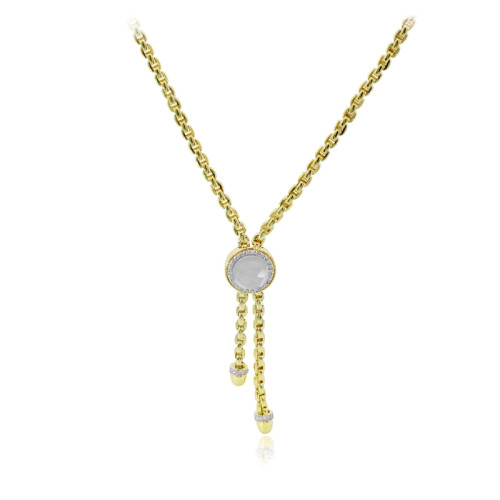 14K Yellow Gold .43D Mop White Topaz Necklace