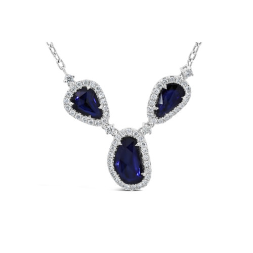 18K White Gold 2.88Sa .61D 3Sa Necklace