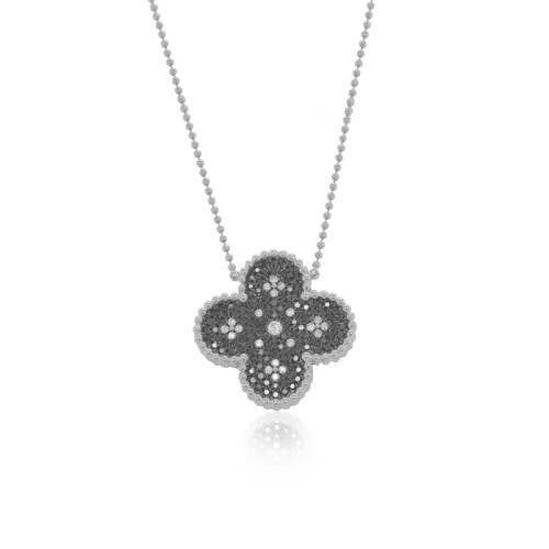 14K White Gold .38D 1.29Bd Clover Pendant