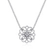 925 Sterling Silver Round Filigree White Sapphire Pendant Necklace