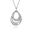 925 Sterling Silver Multi Row of Rope Teardrop Pendant Necklace