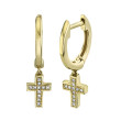 0.04Ct 14K Yellow Gold Diamond Cross Huggie Earring