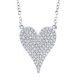 0.21Ct 14K White Gold Diamond Pave Heart Necklace