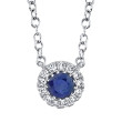 0.04Ct Diamond & 0.14Ct Blue Sapphire 14K White Gold Diamond Necklace