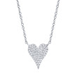 0.11Ct 14K White Gold Diamond Pave Heart Necklace