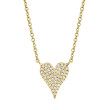 0.11Ct 14K Yellow Gold Diamond Pave Heart Necklace