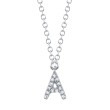 14K White Gold Diamond Necklace Initial A, .04Ct G/H Vs/Si