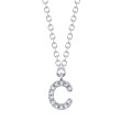 14K White Gold Diamond Necklace Initial C, .04Ct G/H Vs/Si