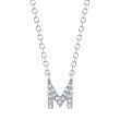 14K White Gold 0.04Ctw Diamond Initial M Necklace