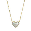 Shy Creation Natural Mother-Of-Pearl Heart Pendant Necklace 1/15 Ct Tw Diamonds 14K Yellow Gold 18