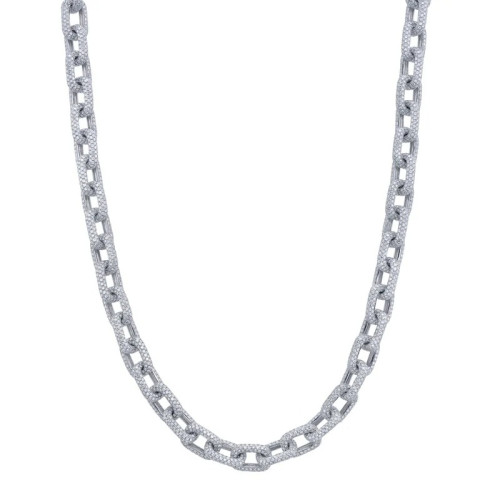 A 14K White Gold Diamond Pave Link Necklace. 17.25Ct. G/H, Vs-Si