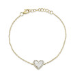 14K Yellow Gold Diamond & Mother of Pearl Heart Bracelet