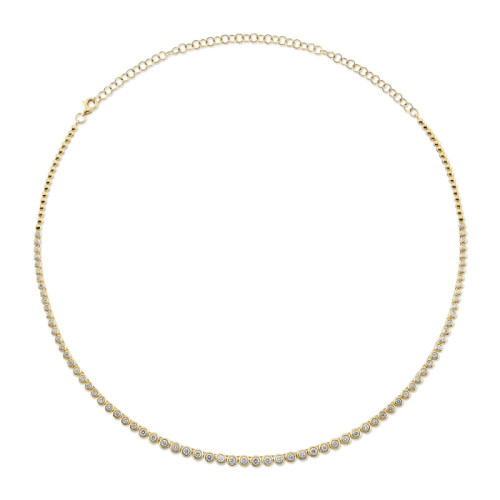 14K Yellow Gold Tennis Necklace