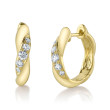 14K Yellow Gold Diamond Twist Huggie Hoops