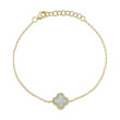 14K Yellow Gold Diamond and Mother Of Pearl Clover Bracelet