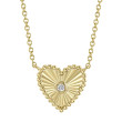 14K Yellow Gold Diamond Bezel Heart Necklace
