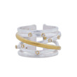 24K Sterling Silver .07D Cross Wire Ring