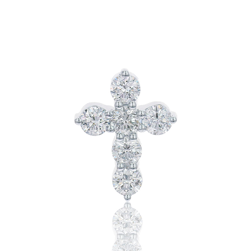 18K White Gold 1/2CTW Diamond GHSI Cross