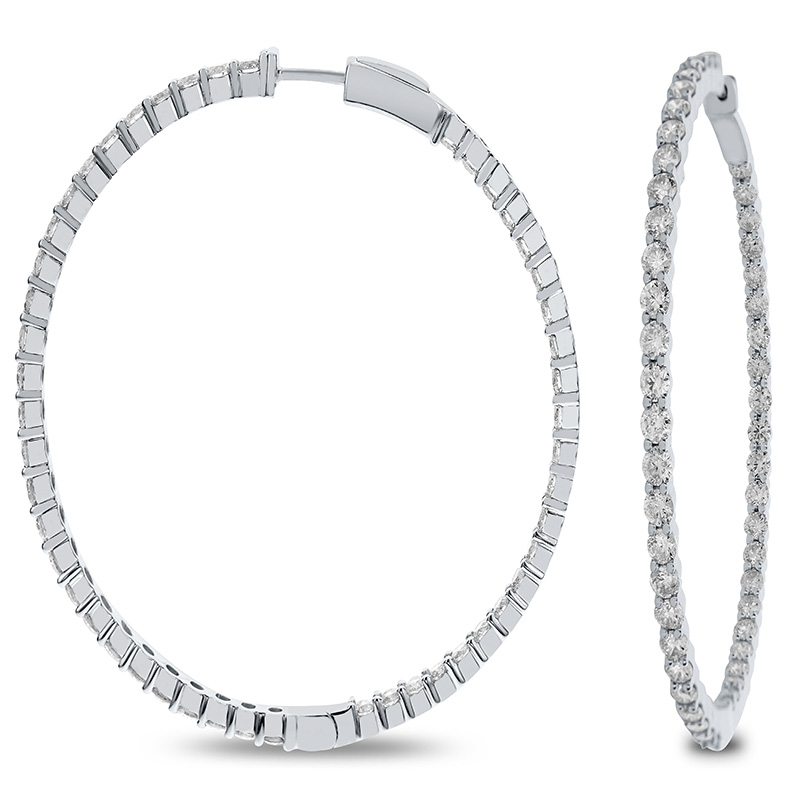 18K White Gold 7Ct Diamond GSI1 Hoop Earrings