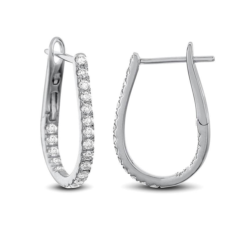 18K White Gold 1/2CTW Hoop Earrings
