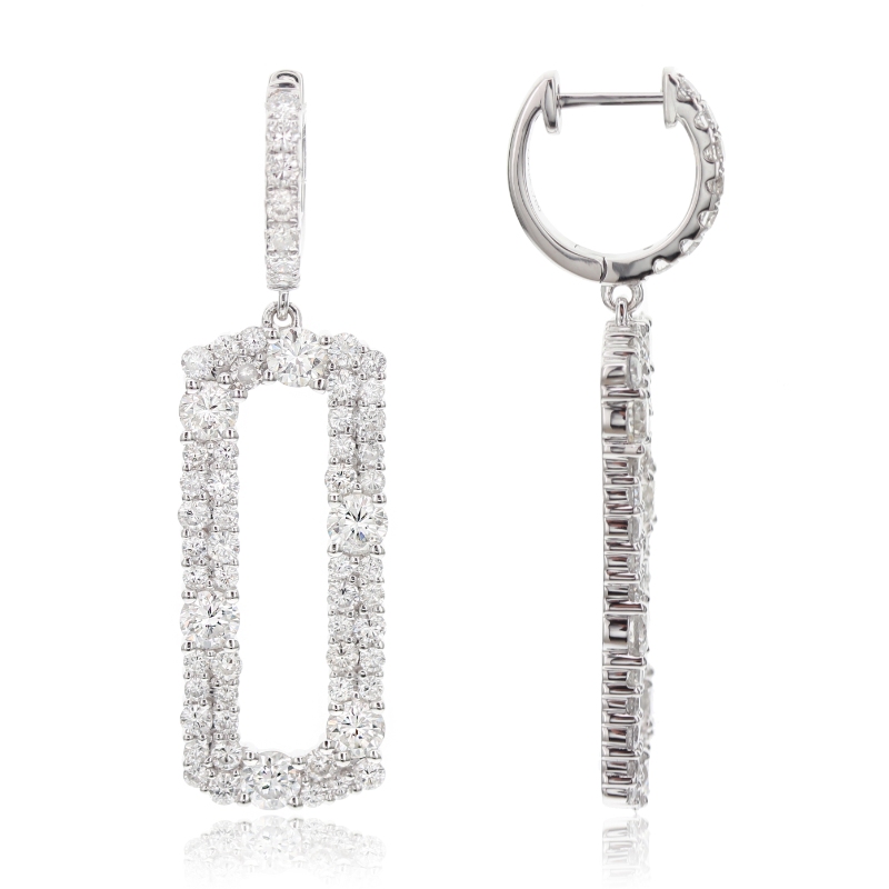 18K White Gold 4Ctw Diamond G Vs2Si1 Er 122D Rectangle Dngl