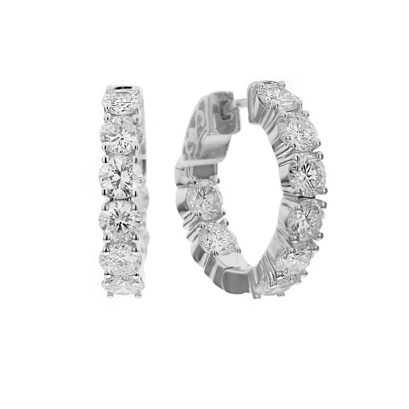 18K White Gold 16D=3Ctw GH Vsi1 Hoop Er