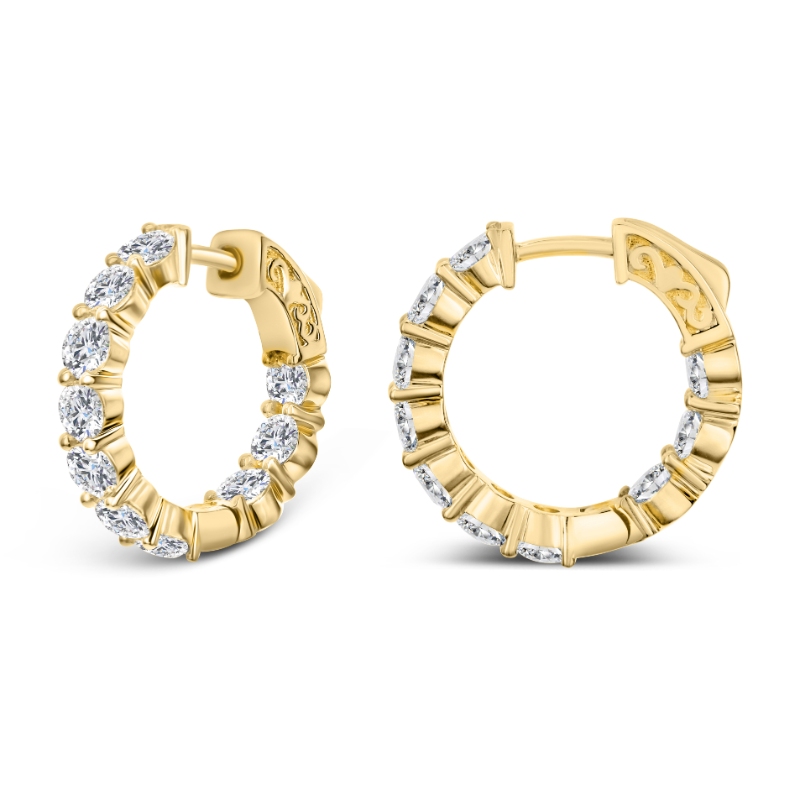 18K Yellow Gold 20=4Ctw GH Vsi1 Hoop Er