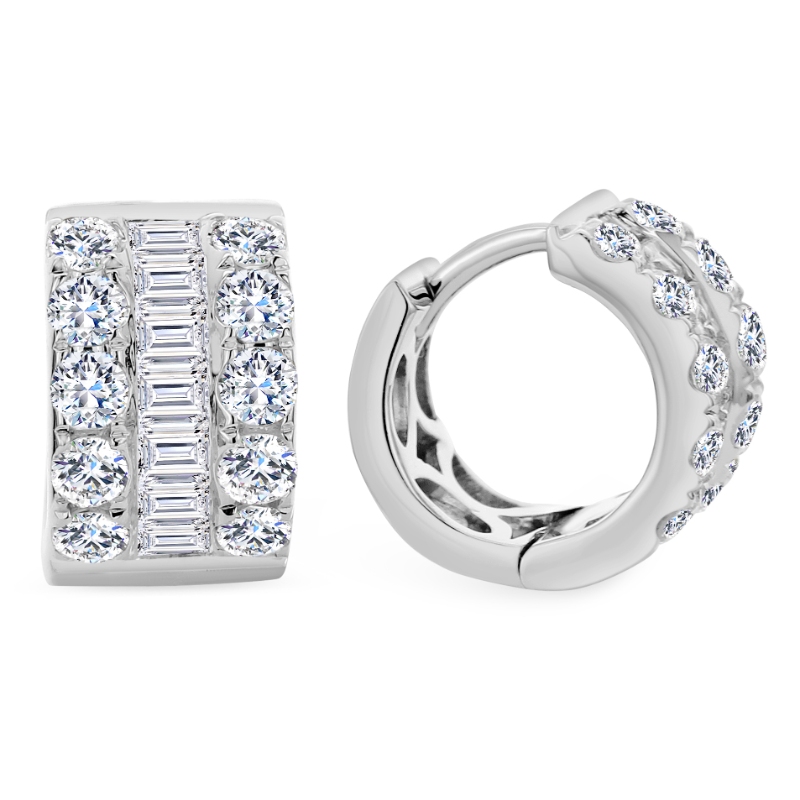 18K White Gold 1.42Ctw  GH Vsi1 Hoop Er 14Bg=.61 20D=.81
