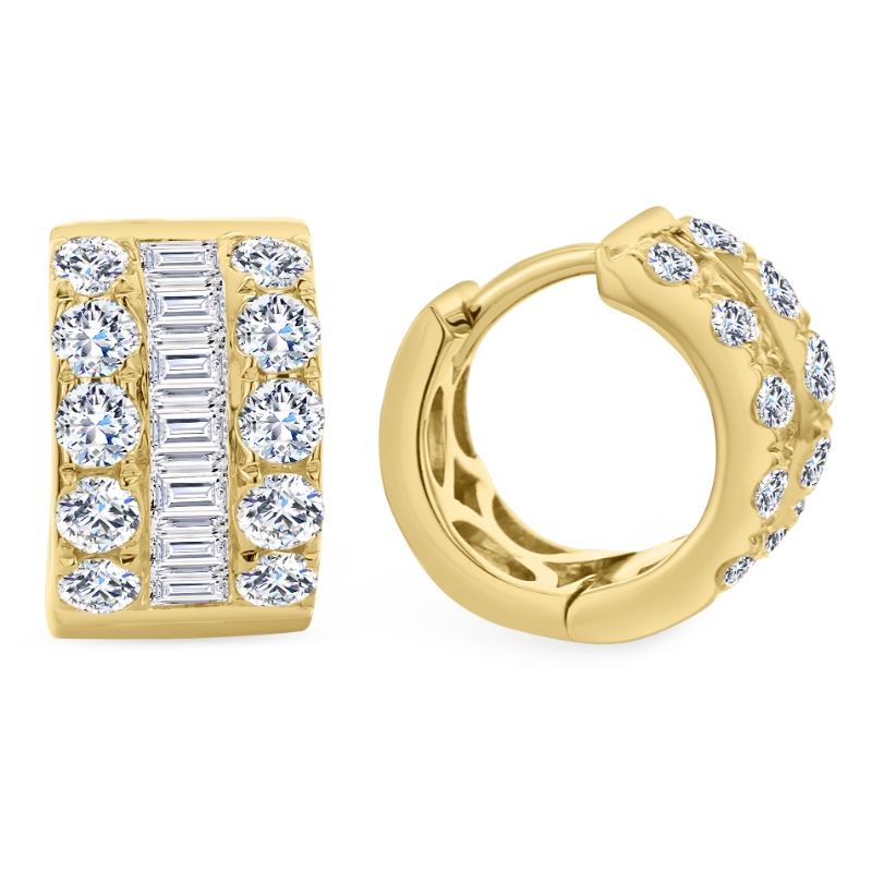18K Yellow Gold 1.42Ctw GH Vsi1 Hoop Er 14Bg=.61 20D=.81