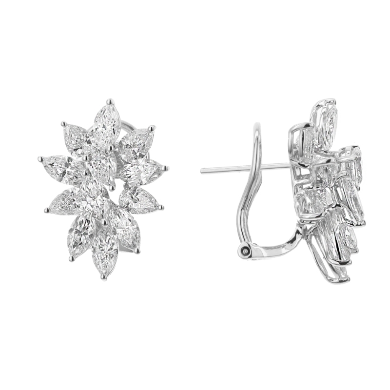 18K White Gold 4.70Ctw Marquise Pear Diamond Er 14Mq=2.75 10Ps=1.95