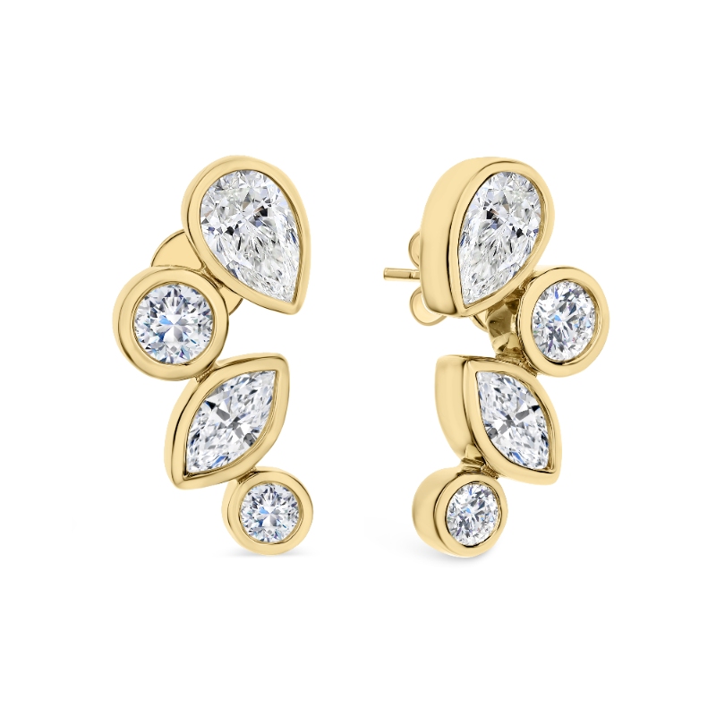 18K Yellow Gold 3.40Ctw I Vs2 Si1 Er 4Rd=1.10 2Ps=1.45 2Mq=.85