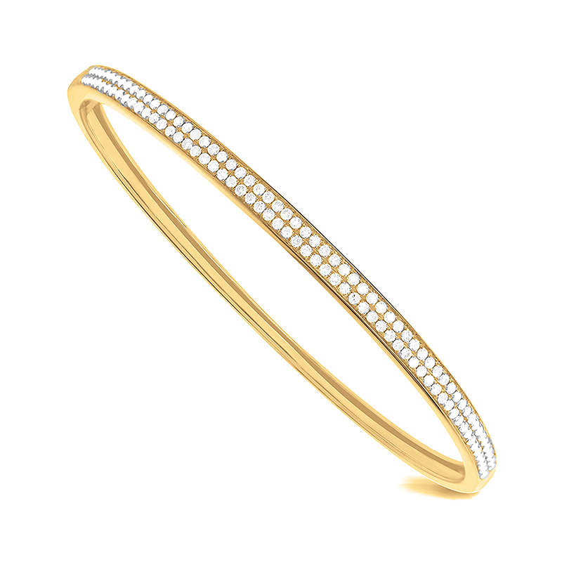 18K Yellow Gold 1CTW Dbl Row Bangle Bracelet