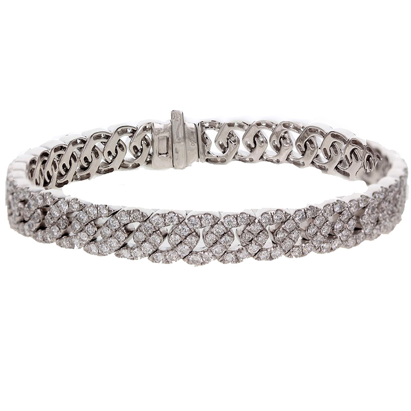 18K White Gold 3.90CTW Diamond Link Bracelet