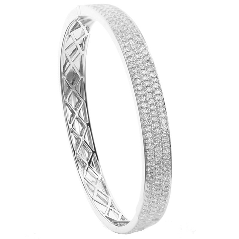 18K White Gold 1.85CTW 3 Row Banglee