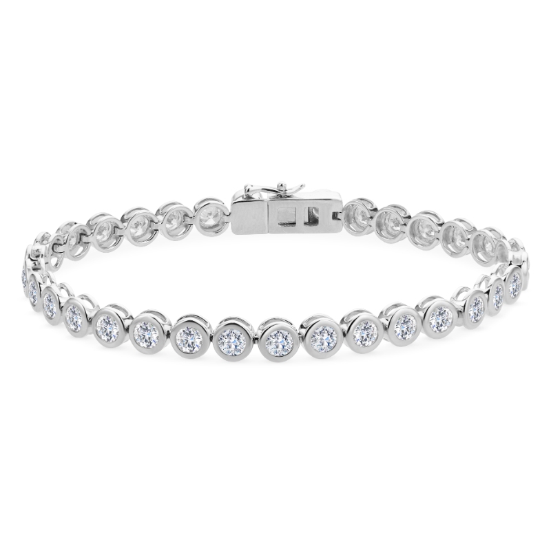 18K White Gold 5.10Ctw Hivsi1 Bezel Bracelet 34Rbc