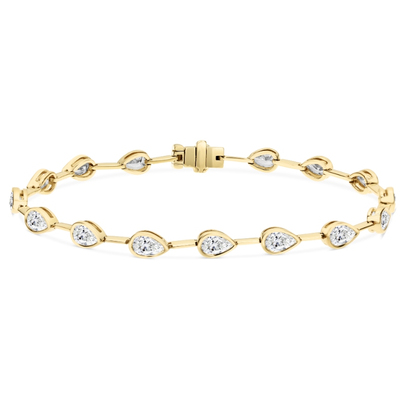 18K Yellow Gold 16Ps=3.25 Diamond Bezel Bracelet