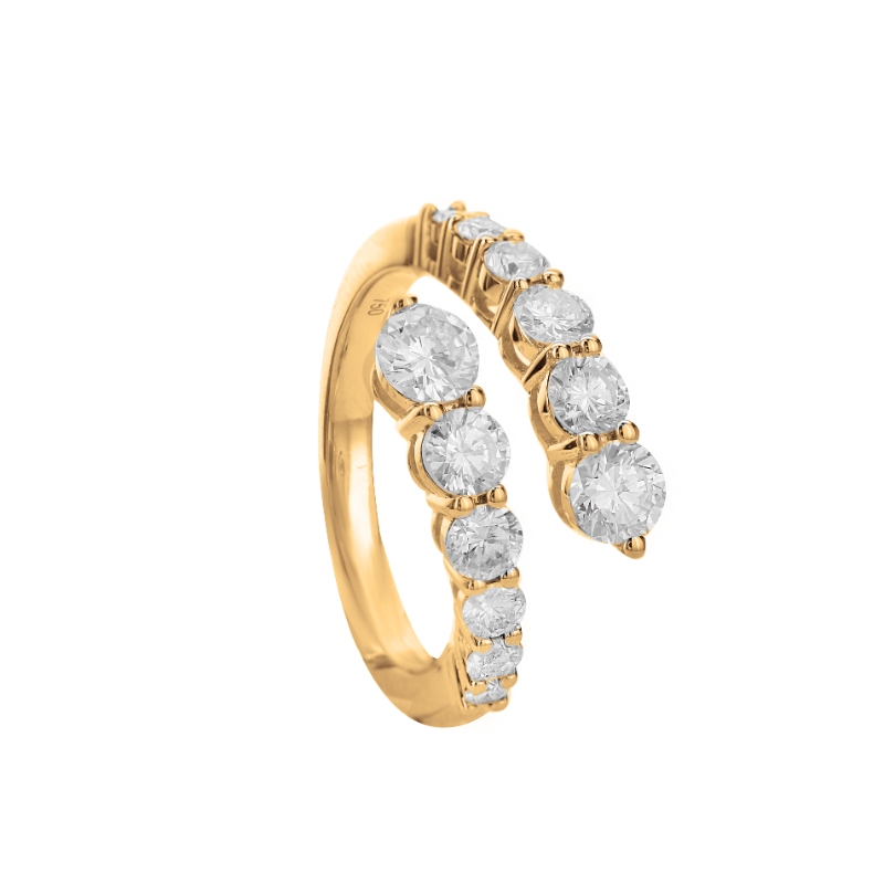 18K Yellow Gold 12=1.35 Ghsi1 Bypass Ring
