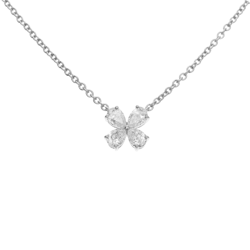 18K White Gold 4Ps=.69Ct Gh Vs2 Neck